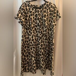 Jessica Howard Leopard Print Short Sleeve Dress Poly/Spandex Zip Close; Size 16W